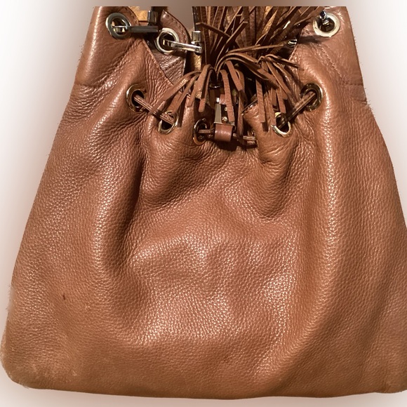 Michael Kors Pebbled Leather Drawstring Tassel Camden Hobo Shoulder Handbag - Picture 2 of 16